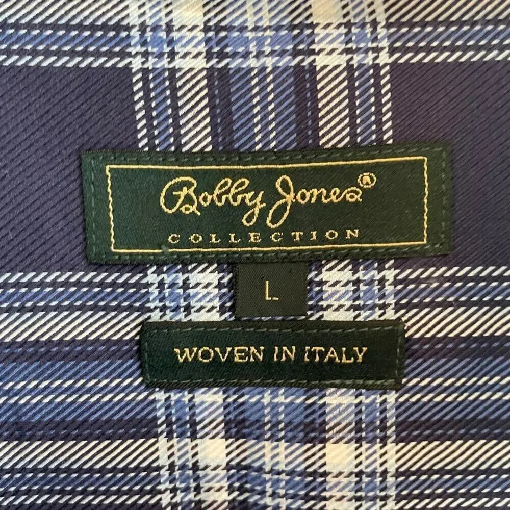Bobby Jones Collection Blue Plaid Shirt Size Large
